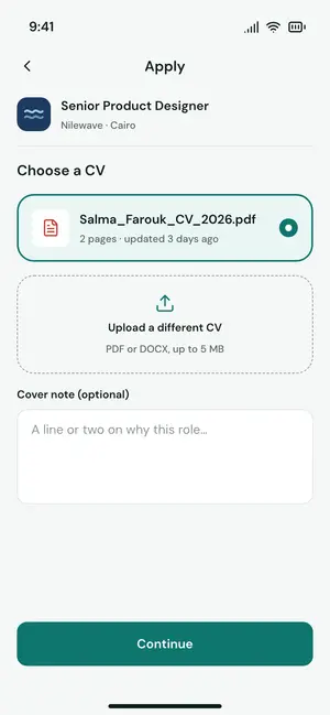 Upload CV, Default